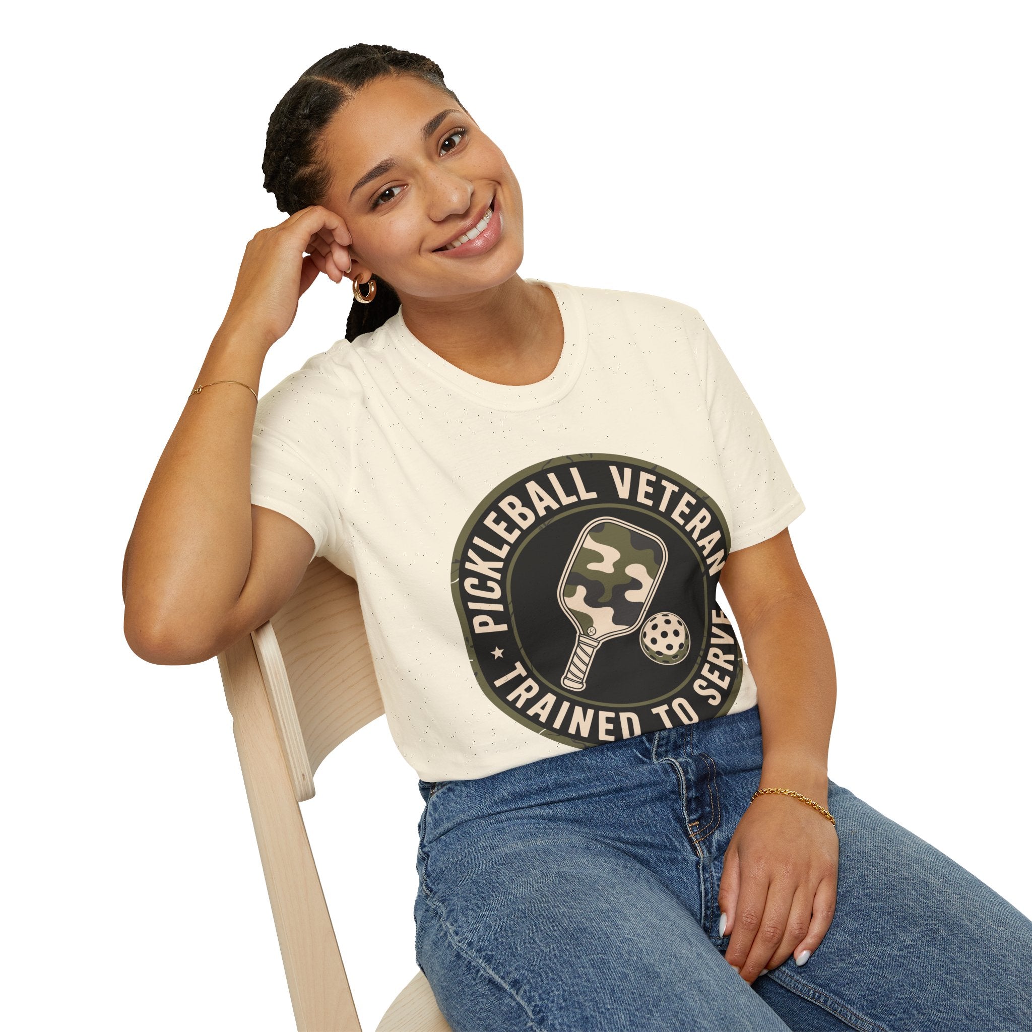 Pickleball Veteran Trained to Serve - Funny T-Shirt for Players