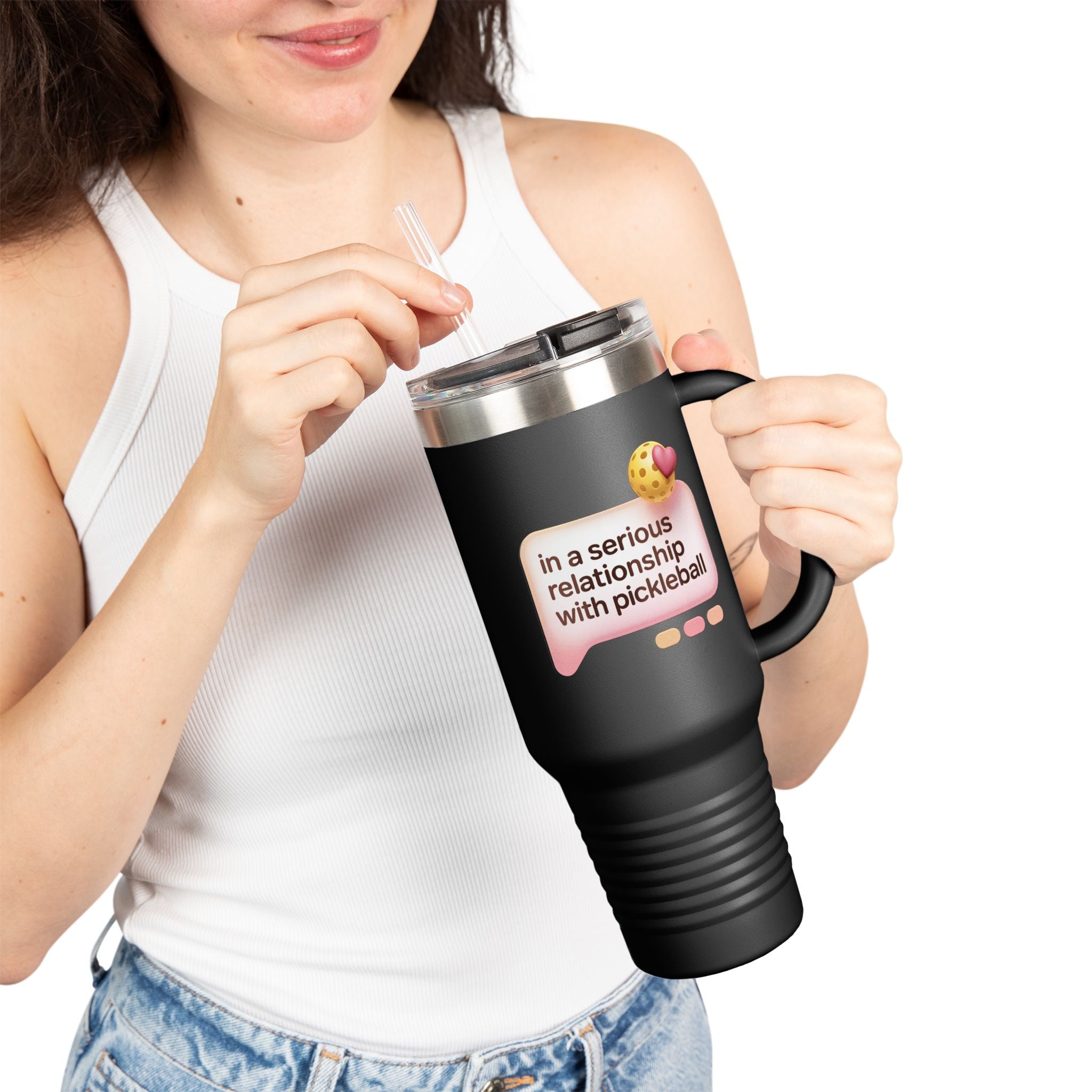 In A Serious Relationship With Pickleball Insulated Travel Mug, 40oz