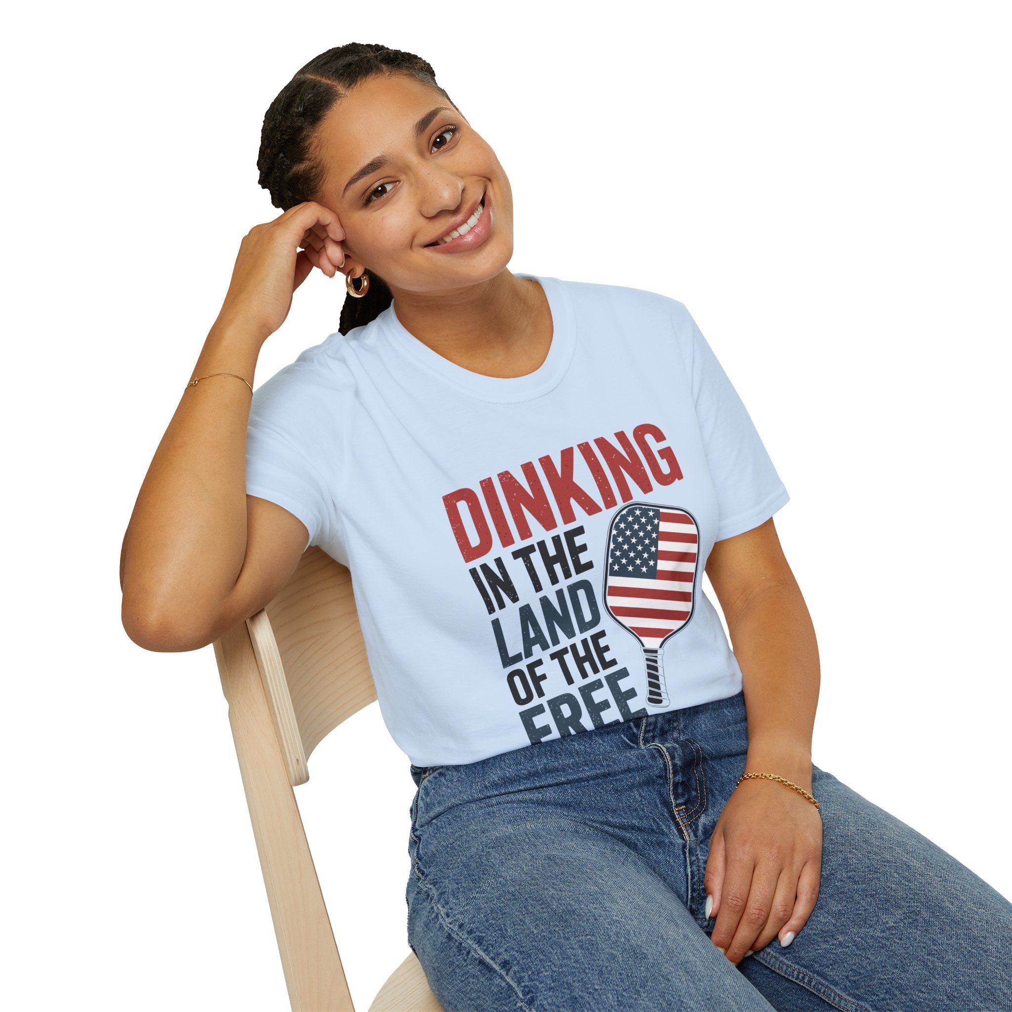 Dinking in the land of the free  - Funny Pickleball T-Shirt