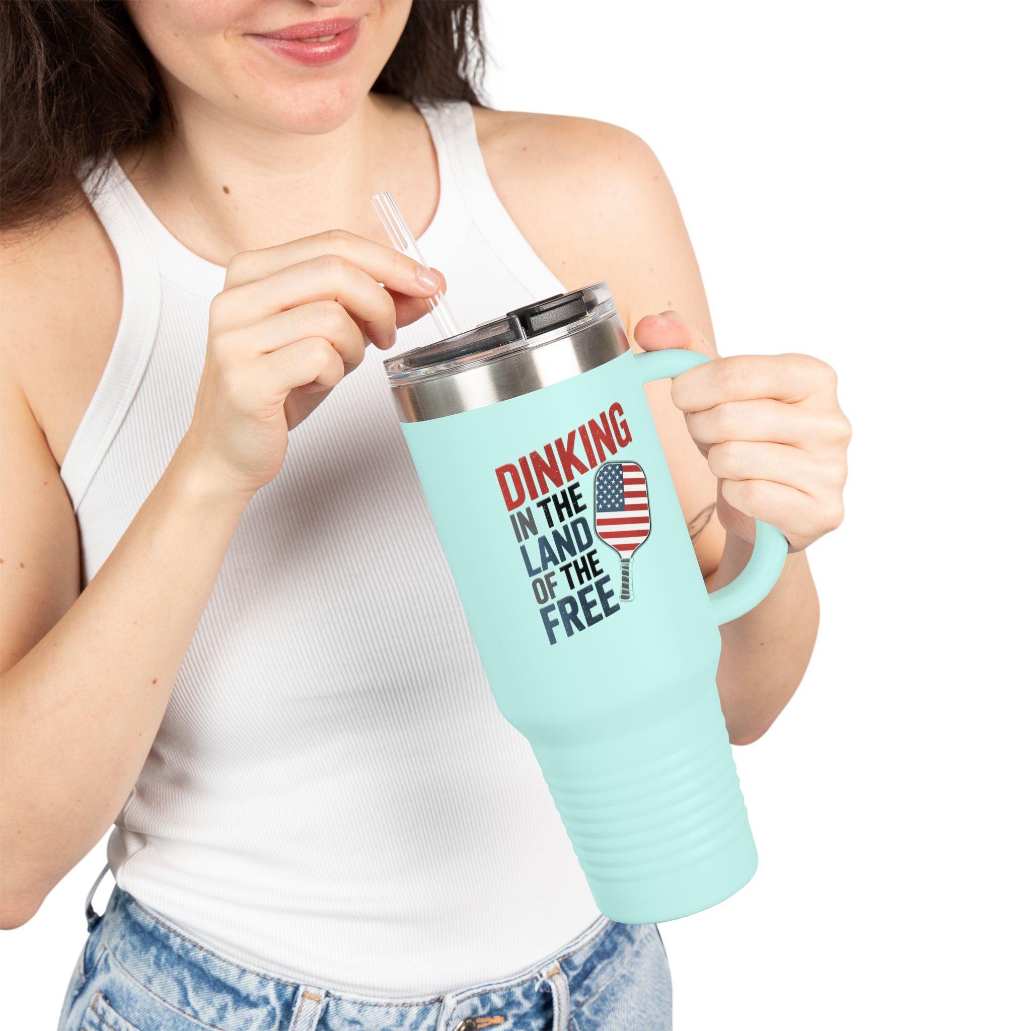 Dinking in the land of the free Insulated Travel Mug, 40oz