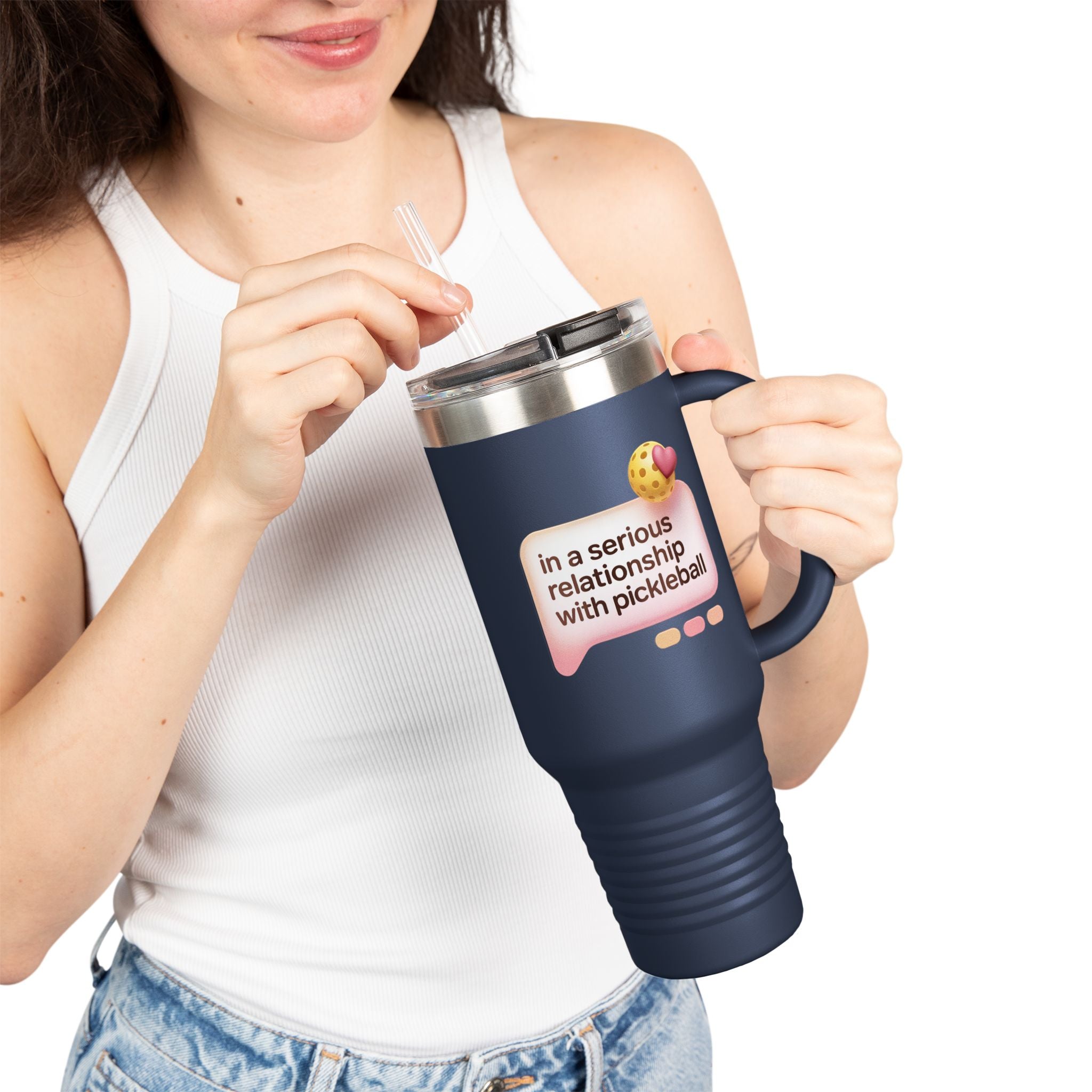 In A Serious Relationship With Pickleball Insulated Travel Mug, 40oz