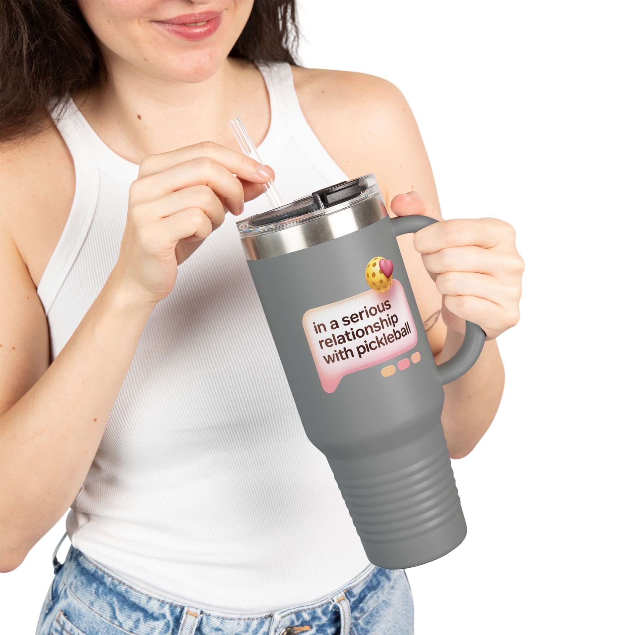 In A Serious Relationship With Pickleball Insulated Travel Mug, 40oz