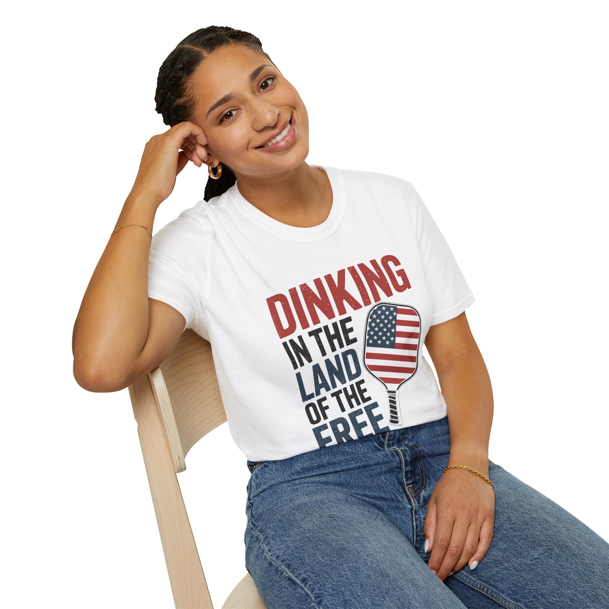 Dinking in the land of the free  - Funny Pickleball T-Shirt