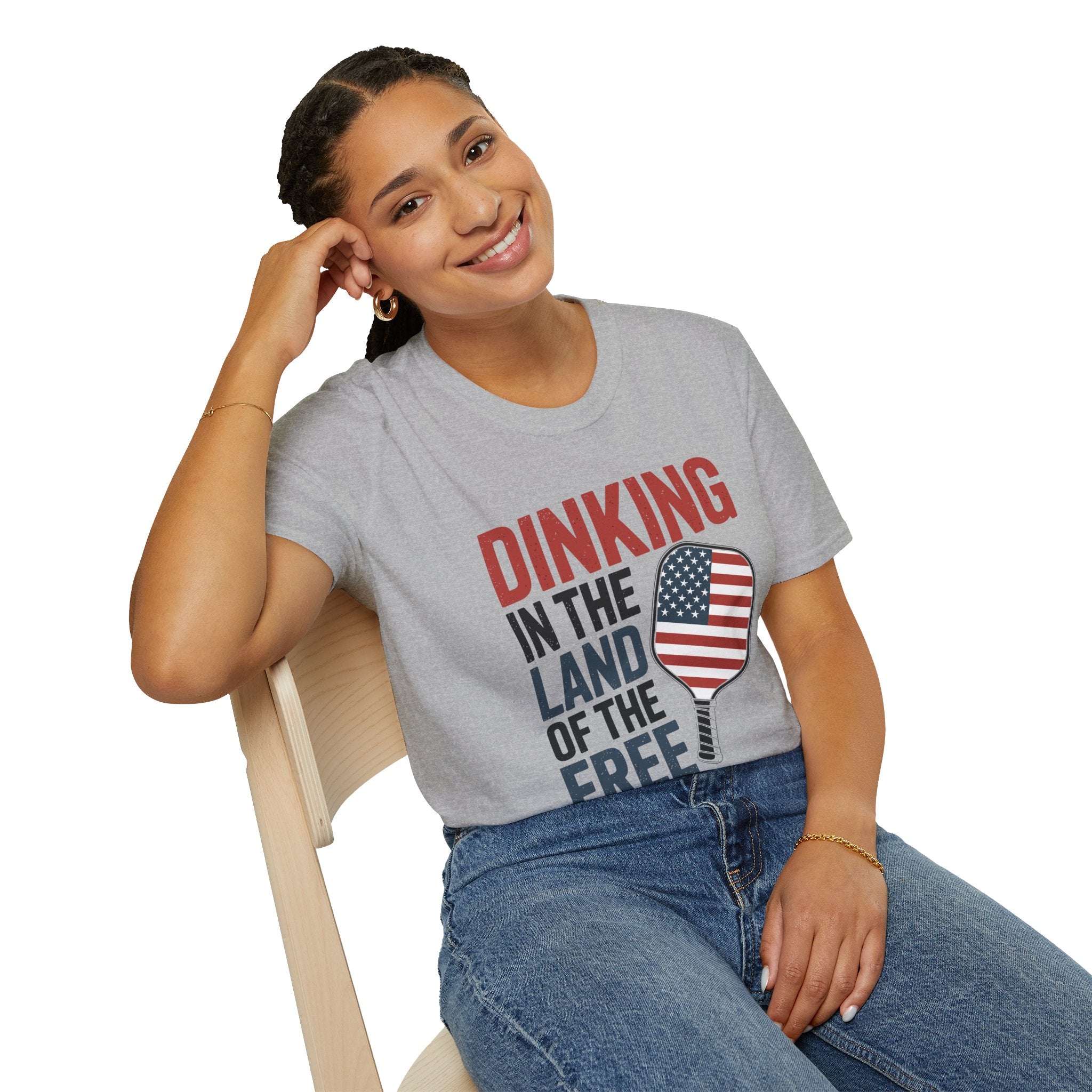 Dinking in the land of the free  - Funny Pickleball T-Shirt