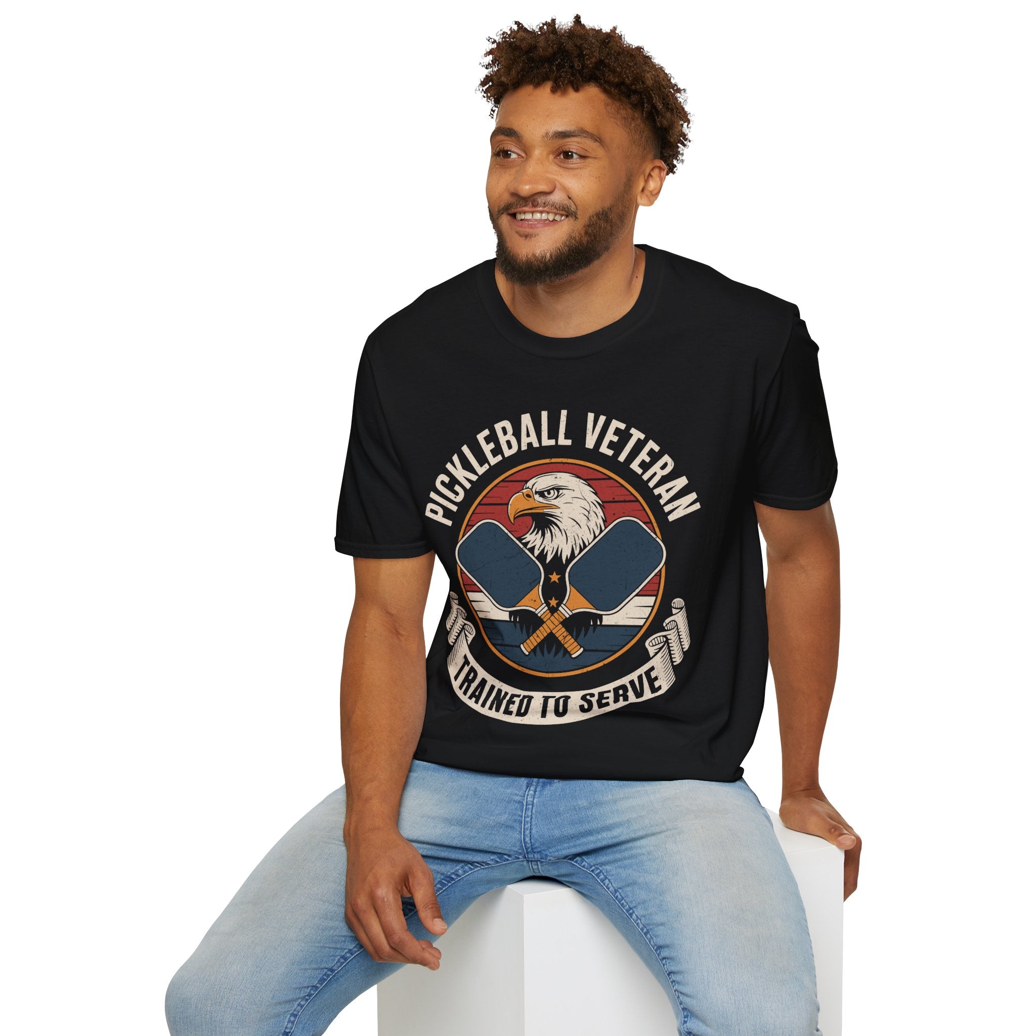 Pickleball Veteran Trained to Serve - Funny T-Shirt for Players