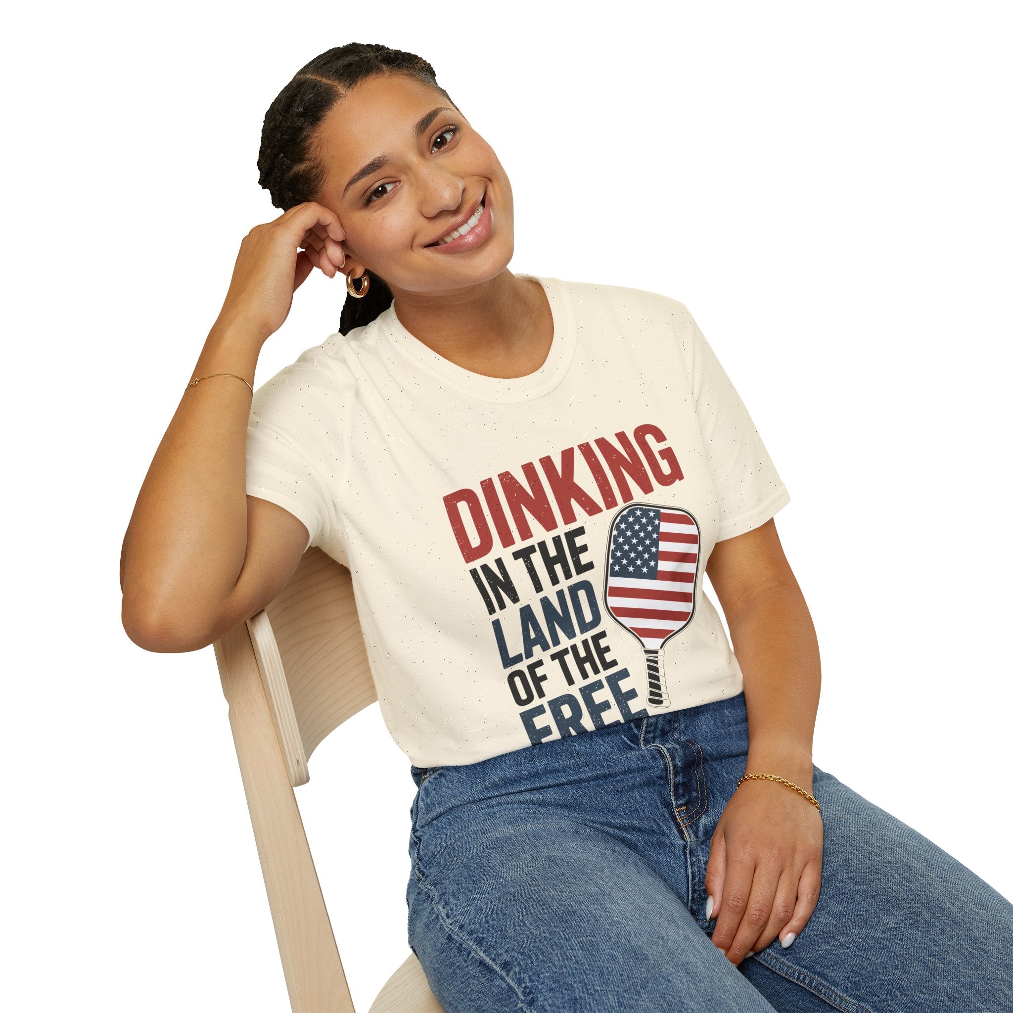 Dinking in the land of the free  - Funny Pickleball T-Shirt