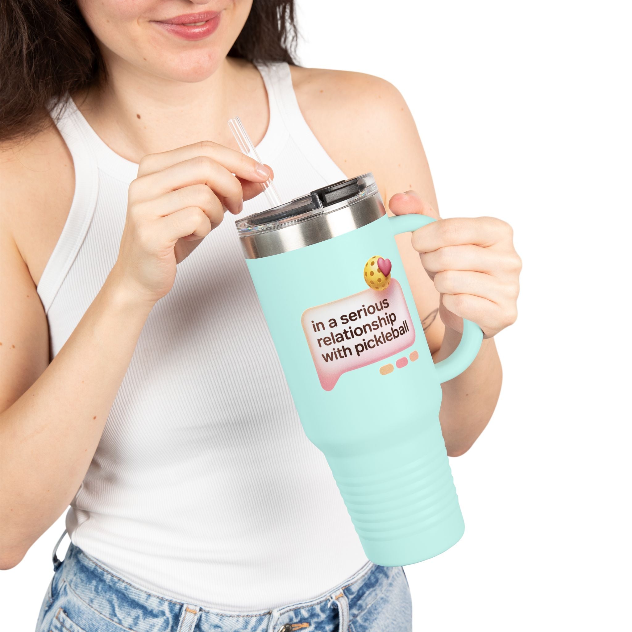 In A Serious Relationship With Pickleball Insulated Travel Mug, 40oz