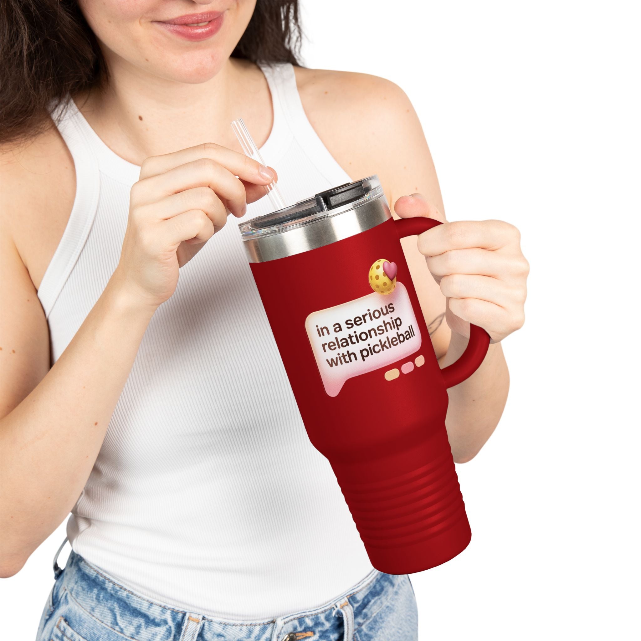 In A Serious Relationship With Pickleball Insulated Travel Mug, 40oz
