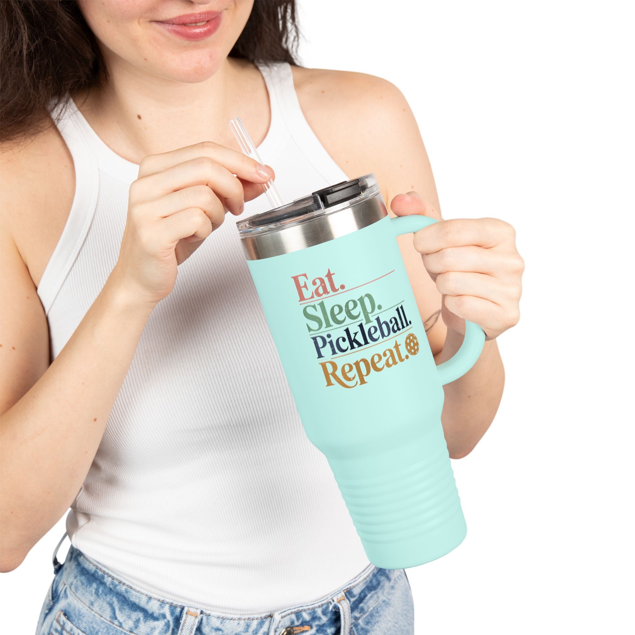 Eat Sleep Pickleball Repeat Insulated Travel Mug, 40oz