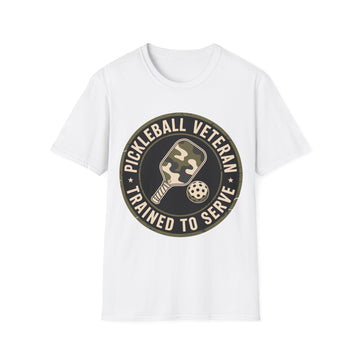 Pickleball Veteran Trained to Serve - Funny T-Shirt for Players
