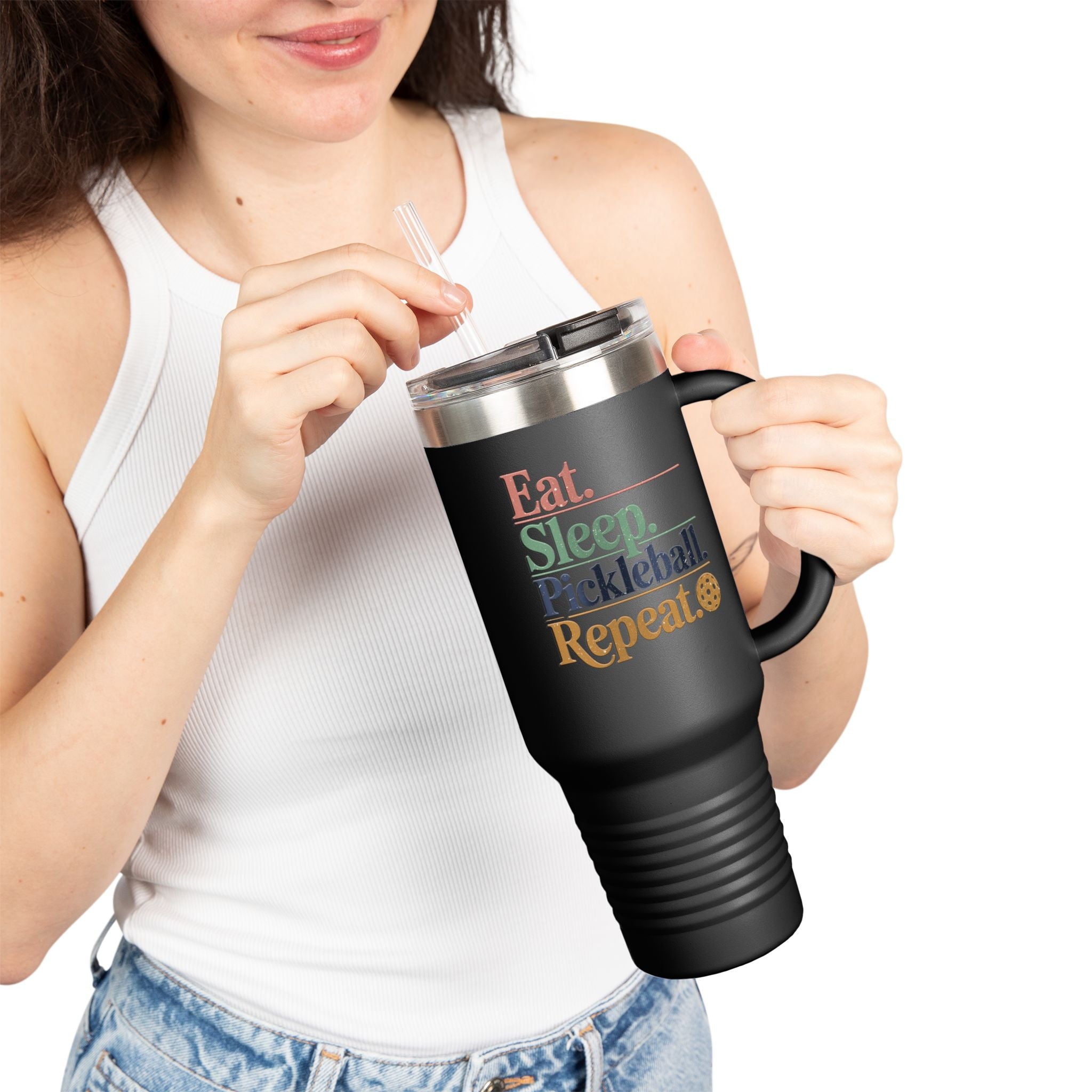 Eat Sleep Pickleball Repeat Insulated Travel Mug, 40oz